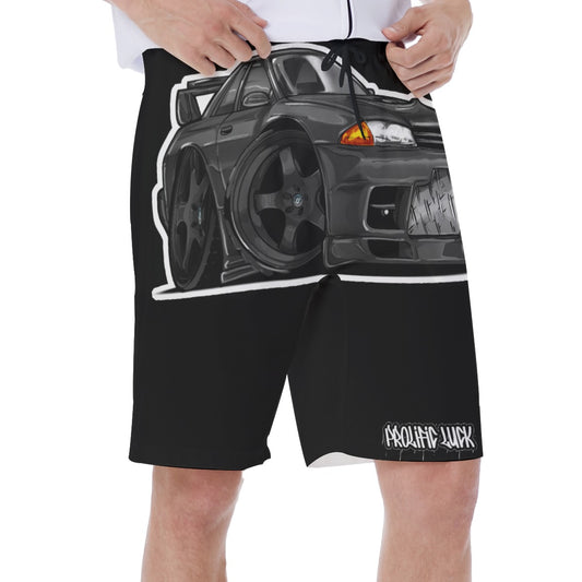 Prolific Luck R32 GTR Skyline Beach Shorts (front view)