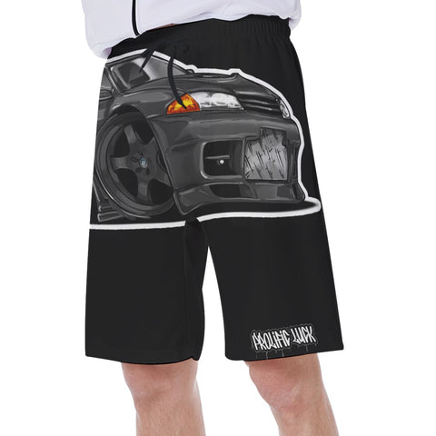 Prolific Luck R32 GTR Skyline Beach Shorts (front view)