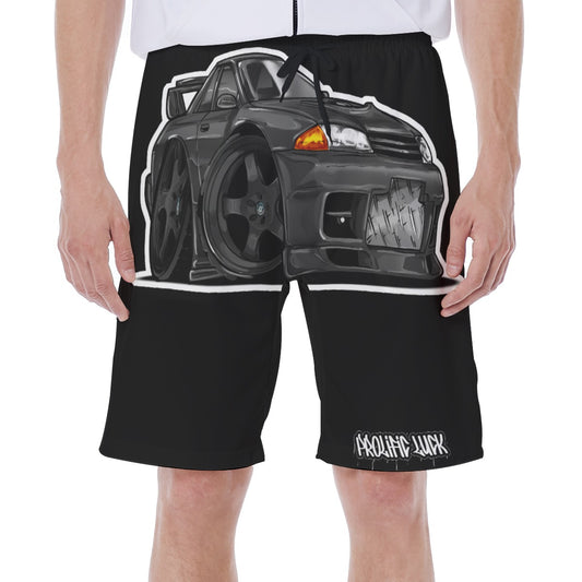 Prolific Luck R32 GTR Skyline Beach Shorts (front view)